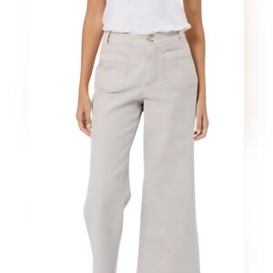 YFB Wide-Leg Front Patch Pockets Stretch Denim Pants / Sz S / Beige